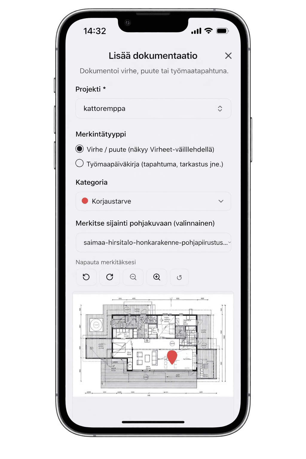 Dokumentointi ja työmaapäiväkirja Fisasissa