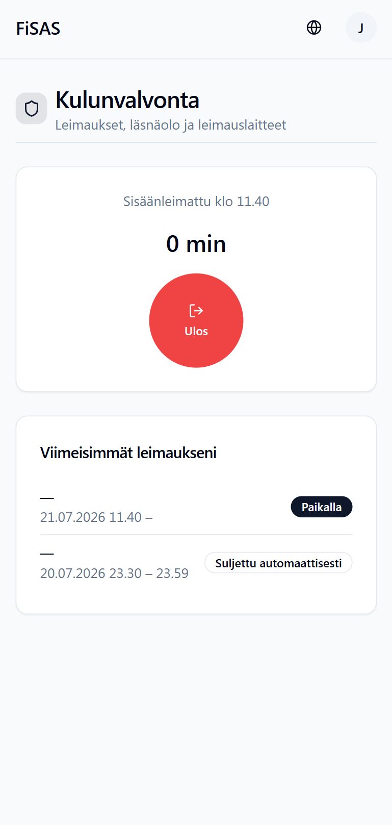 Työntekijä leimaa itsensä työmaalle puhelimella